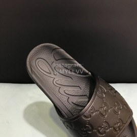Gucci Black Embossed Leather Slippers For Men
