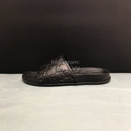 Gucci Black Embossed Leather Slippers For Men