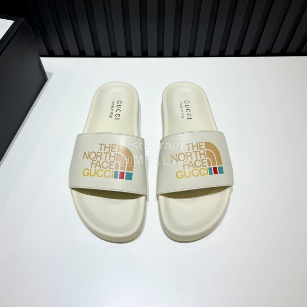 Gucci 3D Pattern Vamp Leather Slippers For Men White