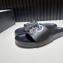 Gucci 3D Pattern Vamp Black Leather Slippers For Men