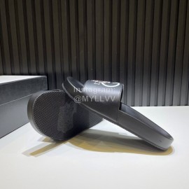 Gucci 3D Pattern Vamp Black Leather Slippers For Men