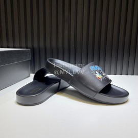 Gucci 3D Pattern Vamp Cowhide Slippers For Men Black