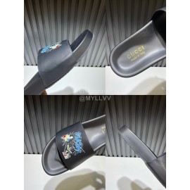 Gucci 3D Pattern Vamp Cowhide Slippers For Men Black