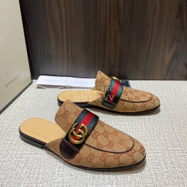 Gucci Webbing Canvas GG Buckle Scandals For Men Brown