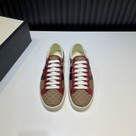 Gucci Calf Leather Casual Sneakers For Men And Women Coffee