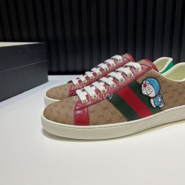 Gucci Calf Leather Casual Sneakers For Men And Women Coffee