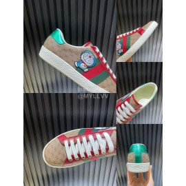 Gucci Calf Leather Casual Sneakers For Men And Women Coffee