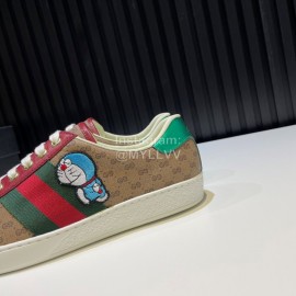 Gucci Calf Leather Casual Sneakers For Men And Women Coffee