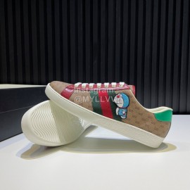 Gucci Calf Leather Casual Sneakers For Men And Women Coffee