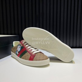 Gucci Calf Leather Casual Sneakers For Men And Women Coffee