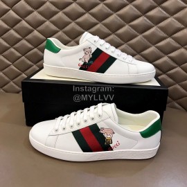 Gucci Cat Embroidery Leather Casual Sneakers For Men And Women 