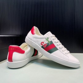 Gucci Cherry Embroidery Leather Casual Sneakers For Men And Women 