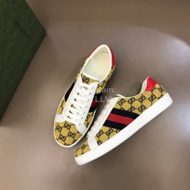 Gucci Canvas Ribbon Casual Sneakers For Men And Women Yellow