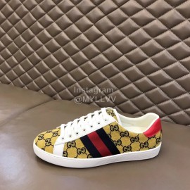 Gucci Canvas Ribbon Casual Sneakers For Men And Women Yellow