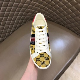 Gucci Canvas Ribbon Casual Sneakers For Men And Women Yellow