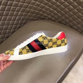 Gucci Canvas Ribbon Casual Sneakers For Men And Women Yellow