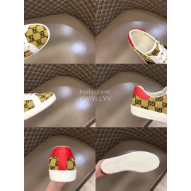 Gucci Canvas Ribbon Casual Sneakers For Men And Women Yellow