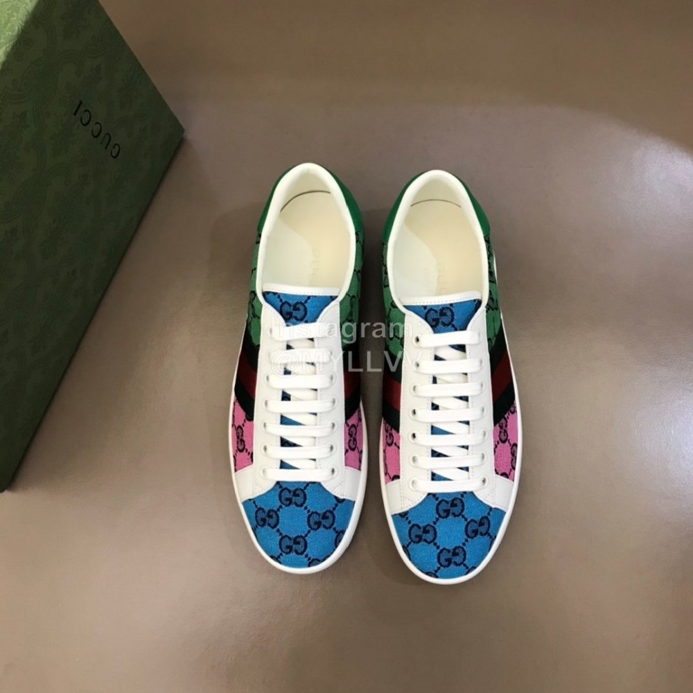 Gucci Canvas Ribbon Casual Sneakers For Men And Women Green