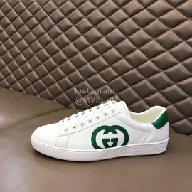 Gucci White Calf Leather Casual Sneakers For Men And Women Green