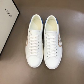 Gucci White Calf Leather Casual Sneakers For Men And Women 