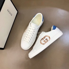 Gucci White Calf Leather Casual Sneakers For Men And Women 