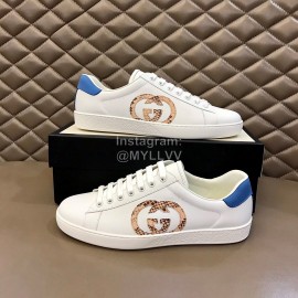 Gucci White Calf Leather Casual Sneakers For Men And Women 