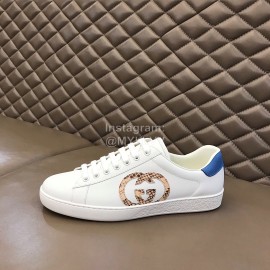 Gucci White Calf Leather Casual Sneakers For Men And Women 