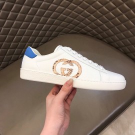 Gucci White Calf Leather Casual Sneakers For Men And Women 