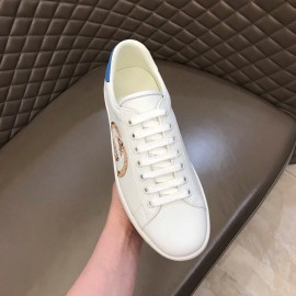 Gucci White Calf Leather Casual Sneakers For Men And Women 
