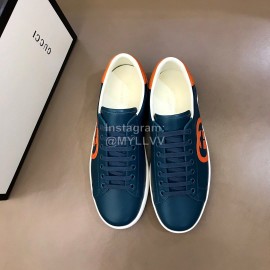 Gucci Calf Leather Casual Sneakers For Men And Women Navy