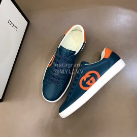 Gucci Calf Leather Casual Sneakers For Men And Women Navy