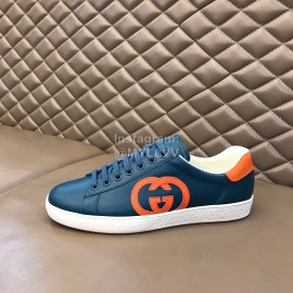 Gucci Calf Leather Casual Sneakers For Men And Women Navy
