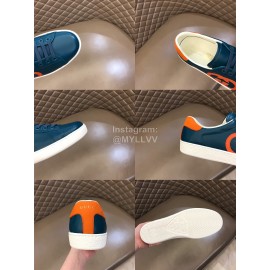 Gucci Calf Leather Casual Sneakers For Men And Women Navy