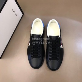 Gucci Calf Leather Casual Lace Up Sneakers For Men And Women Black