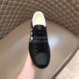 Gucci Calf Leather Casual Lace Up Sneakers For Men And Women Black