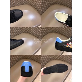 Gucci Calf Leather Casual Lace Up Sneakers For Men And Women Black