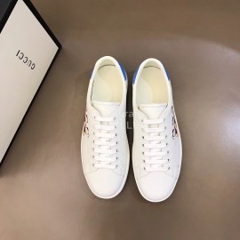Gucci Calf Leather Casual Lace Up Sneakers For Men And Women White