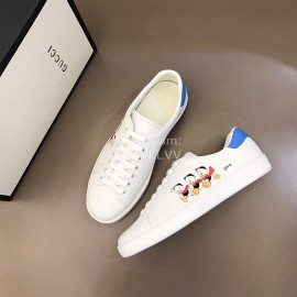Gucci Calf Leather Casual Lace Up Sneakers For Men And Women White