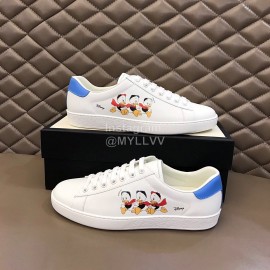 Gucci Calf Leather Casual Lace Up Sneakers For Men And Women White