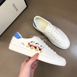 Gucci Calf Leather Casual Lace Up Sneakers For Men And Women White