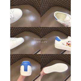 Gucci Calf Leather Casual Lace Up Sneakers For Men And Women White