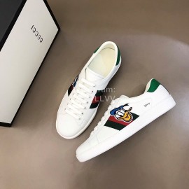 Gucci Cowhide Casual Lace Up Sneakers For Men And Women White