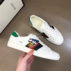 Gucci Cowhide Casual Lace Up Sneakers For Men And Women White