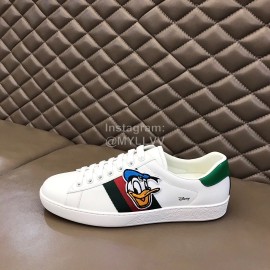 Gucci Cowhide Casual Lace Up Sneakers For Men And Women White