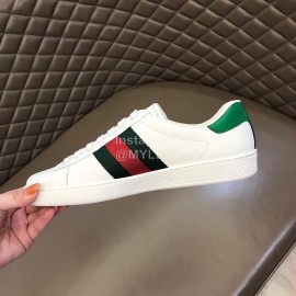 Gucci Cowhide Casual Lace Up Sneakers For Men And Women White