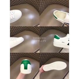 Gucci Cowhide Casual Lace Up Sneakers For Men And Women White