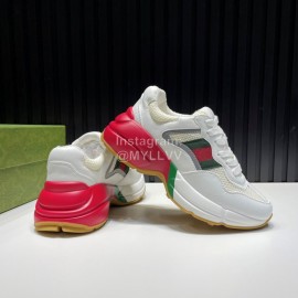 Gucci Calf Leather Mesh Thick Soled Sneakers For Men And Women White