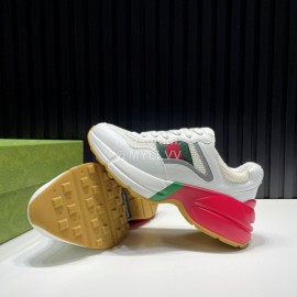 Gucci Calf Leather Mesh Thick Soled Sneakers For Men And Women White