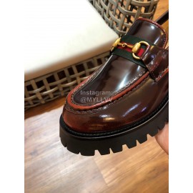 Gucci Classic Calf Leather Horsebit Business Loafers For Men Reddish Brown