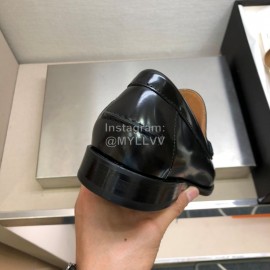 Gucci Calf Leather GG Buckle Ribbon Loafers For Men Black